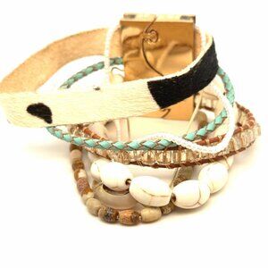 Victoria Emerson Multi Strand Shell/Blue Braid Bracelet